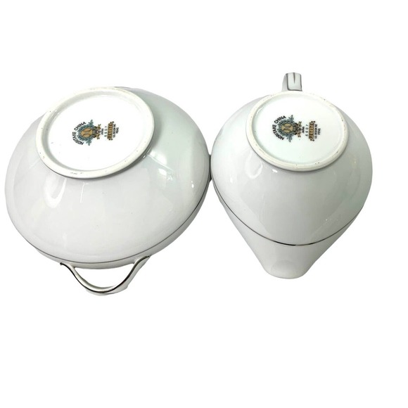 Vintage Noritake Petite 5507 Porcelain China Sugar Bowl‎ & Creamer Gray Pink - Picture 3 of 12